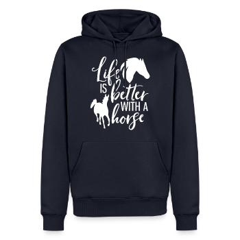 Pferd Pferde Reiterin Pferdeliebhaberin Geschenk - Männer Premium Bio Hoodie - Navy - Vorne - Nico (187cm)