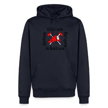 Retten-Löschen-Bergen-Schützen - Männer Premium Bio Hoodie - Navy - Vorne - Nico (187cm)