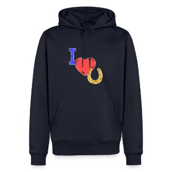 Idée cadeau chevaux - Sweat à capuche Premium bio Homme - bleu marine - Devant - Nico (187cm)