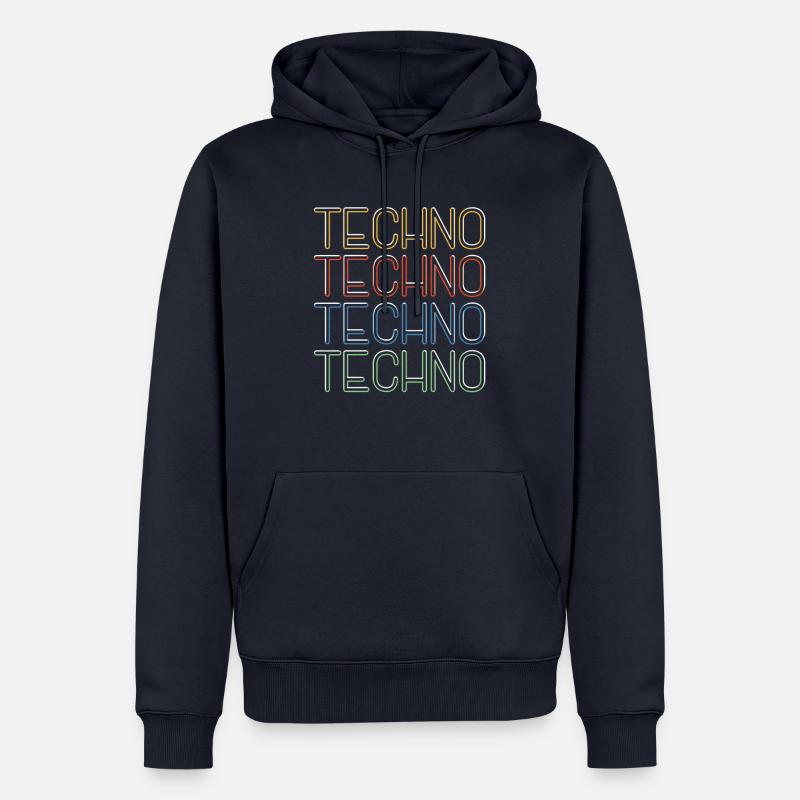 Techno - Männer Premium Bio Hoodie - Navy