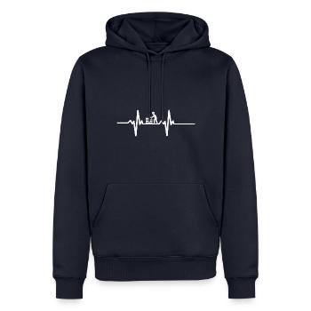 Maurer Herzschlag Handwerker - Männer Premium Bio Hoodie - Navy - Vorne - Nico (187cm)