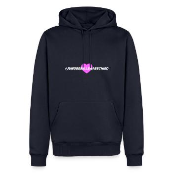 Enterrement de vie de garçon coeur - Sweat à capuche Premium bio Homme - bleu marine - Devant - Nico (187cm)