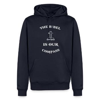 Bible Christianisme Christianisme Religion Jésus Dicton - Sweat à capuche Premium bio Homme - bleu marine - Devant - Nico (187cm)
