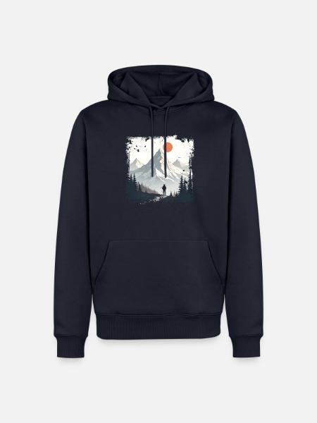 Wanderer in den Bergen Ich Liebe Wandern Und Natur - Männer Premium Bio Hoodie - Navy