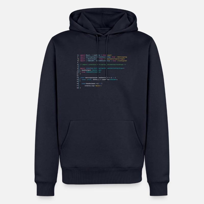 Code des programmeurs dans React - Sweat à capuche Premium bio Homme - bleu marine