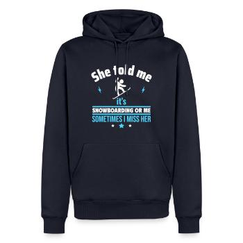 Sie sagte: Snowboard oder ich - Männer Premium Bio Hoodie - Navy - Vorne - Nico (187cm)