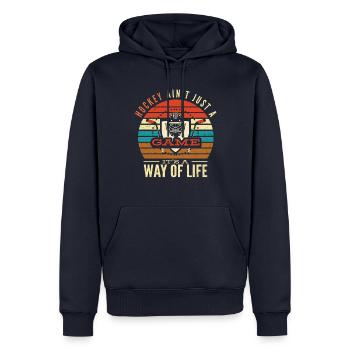 Bâtons de hockey sur glace - Sweat à capuche Premium bio Homme - bleu marine - Devant - Nico (187cm)