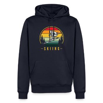 Ski Skiing Skifahrer Skisport Langlauf Biathlon - Männer Premium Bio Hoodie - Navy - Vorne - Nico (187cm)