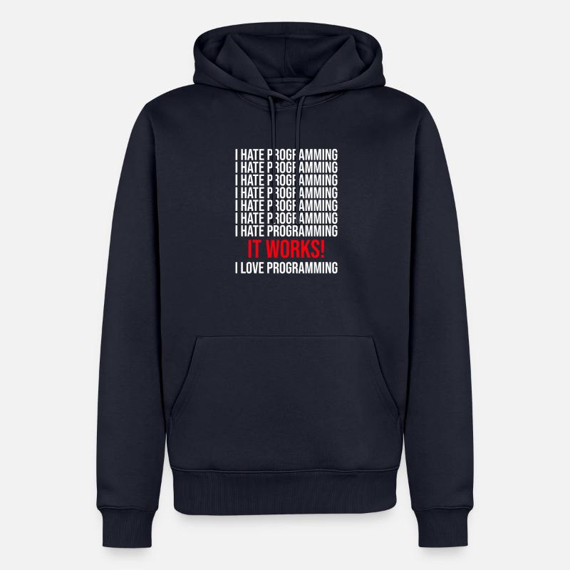 Programmeur Je déteste programmer - Sweat à capuche Premium bio Homme - bleu marine