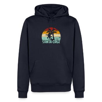 Santa Cruz California Sonnenuntergang 70er 80er - Männer Premium Bio Hoodie - Navy - Vorne - Nico (187cm)