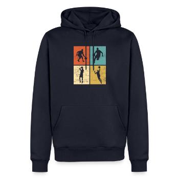Basketball Retro Vintage - Basketballer - Männer Premium Bio Hoodie - Navy - Vorne - Nico (187cm)