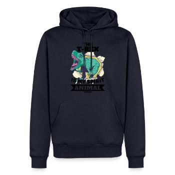 Le T-Rex est mon animal spirituel - Sweat à capuche Premium bio Homme - bleu marine - Devant - Nico (187cm)