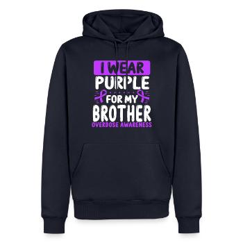 Brother Purple Ribbon Sensibilisation aux surdoses jumelles - Sweat à capuche Premium bio Homme - bleu marine - Devant - Nico (187cm)