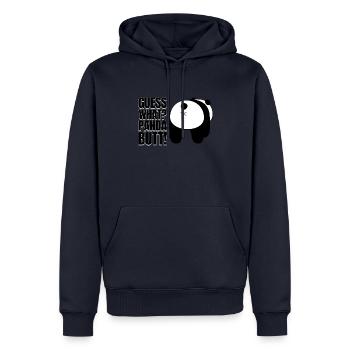Devine quoi? Panda Butt Bear Disant Humour Jeu de mots - Sweat à capuche Premium bio Homme - bleu marine - Devant - Nico (187cm)