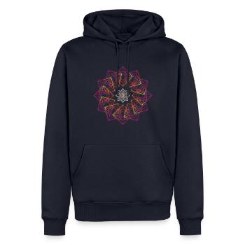 Géométrie sacrée Fleur de vie cube de Métatron - Sweat à capuche Premium bio Homme - bleu marine - Devant - Nico (187cm)