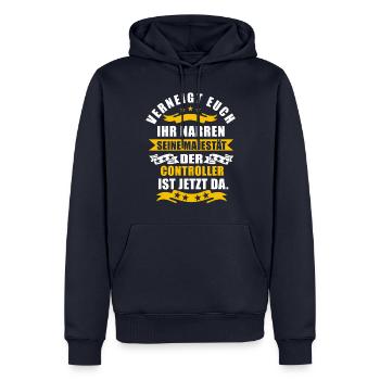 Lustige Controller Spruch - Männer Premium Bio Hoodie - Navy - Vorne - Nico (187cm)