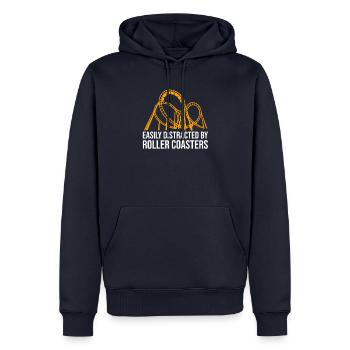 Freizeitpark Spruch für einen Achterbahn Fan - Männer Premium Bio Hoodie - Navy - Vorne - Nico (187cm)