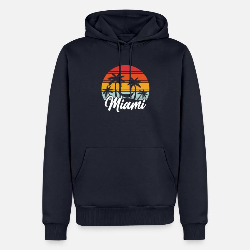 Miami Beach Floride - Sweat à capuche Premium bio Homme - bleu marine