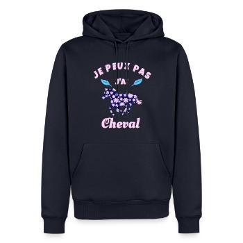 j'peux pas j'ai cheval équitation - Sweat à capuche Premium bio Homme - bleu marine - Devant - Nico (187cm)