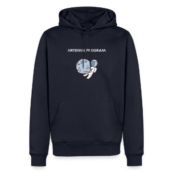 Programme Artemis Astronaute Lune - Sweat à capuche Premium bio Homme - bleu marine - Devant - Nico (187cm)
