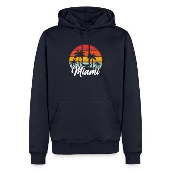 Retro Miami - Männer Premium Bio Hoodie - Navy - Vorne - Nico (187cm)