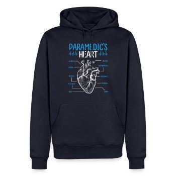 Technicien médical diplômé d’un étudiant paramédical - Sweat à capuche Premium bio Homme - bleu marine - Devant - Nico (187cm)