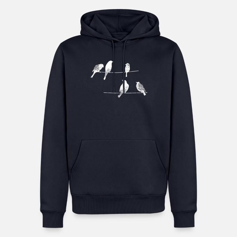 Oiseaux Oiseau - J’aime les oiseaux - Sweat à capuche Premium bio Homme - bleu marine