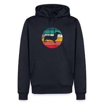 Retro Dackel Dackelhund Hund Silhouette Geschenk - Männer Premium Bio Hoodie - Navy - Vorne - Nico (187cm)