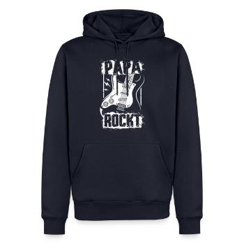PAPA ROCKT Rock Roll Musik Gitarre Vatertag - Männer Premium Bio Hoodie - Navy - Vorne - Nico (187cm)