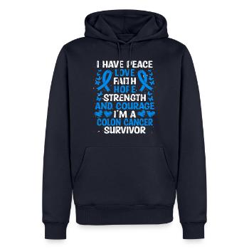 Cancer Survivor Love Colon Cancer Awareness - Männer Premium Bio Hoodie - Navy - Vorne - Nico (187cm)