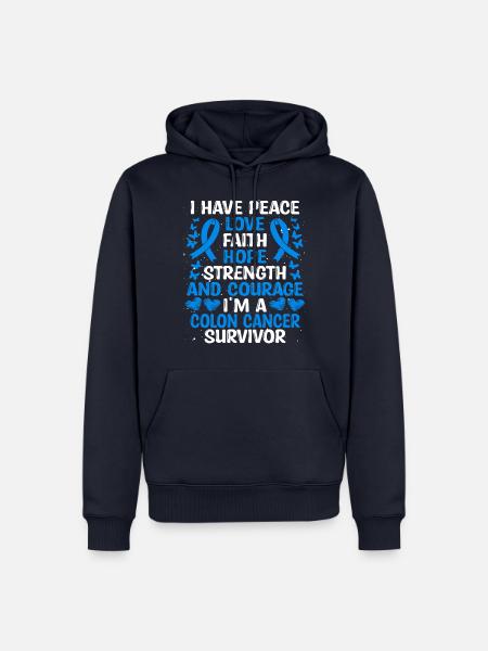 Cancer Survivor Love Colon Cancer Awareness - Men’s Premium Organic Hoodie - navy