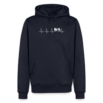Bikepacking Fahrrad Radfahren Abenteuer Geschenk - Männer Premium Bio Hoodie - Navy - Vorne - Nico (187cm)