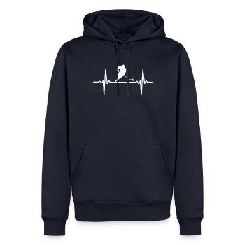 Battement de cœur de hockey sur glace - Sweat à capuche Premium bio Homme - bleu marine - Devant - Nico (187cm)