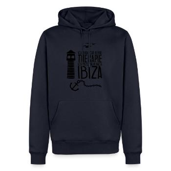 Ich brauche keine Therapie Ich muss nur nach IBIZA - Männer Premium Bio Hoodie - Navy - Vorne - Nico (187cm)
