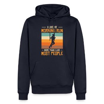 Jogger Runner Marathon Jogging Ski de fond - Sweat à capuche Premium bio Homme - bleu marine - Devant - Nico (187cm)