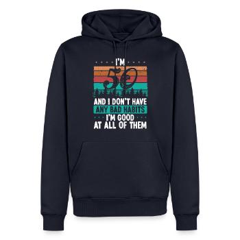 50th Birthday Idea Bad Habits Vintage 50 Year Old - Männer Premium Bio Hoodie - Navy - Vorne - Nico (187cm)