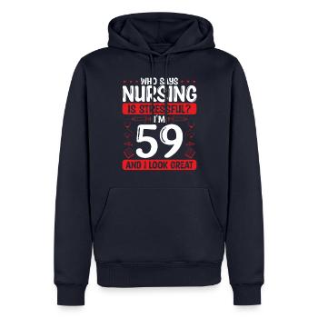 59 Birthday Nurses 59 Years Old Nurse for Work - Männer Premium Bio Hoodie - Navy - Vorne - Nico (187cm)