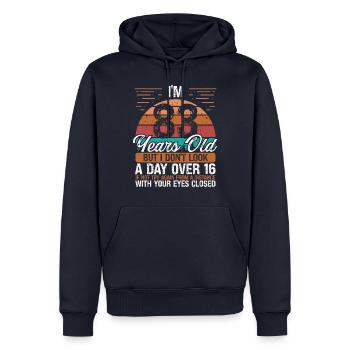 83 Birthday Day over 16 Vintage 83 Years Old - Men’s Premium Organic Hoodie - navy - Front - Nico (187cm)