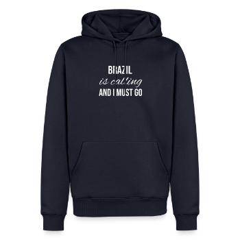 Brazil - Männer Premium Bio Hoodie - Navy - Vorne - Nico (187cm)