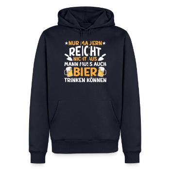 Lustiger Sprüche Maurer Bier - Männer Premium Bio Hoodie - Navy - Vorne - Nico (187cm)