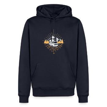 Camping-car Camping-car - Sweat à capuche Premium bio Homme - bleu marine - Devant - Nico (187cm)
