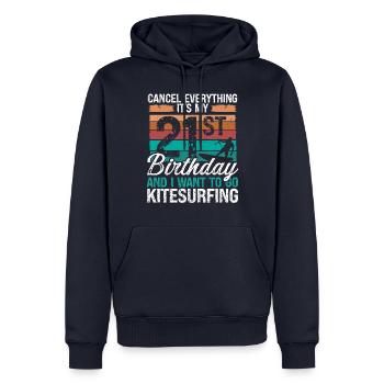 21 Birthday Kiteboarding Kitesurfer 21 Year Old - Männer Premium Bio Hoodie - Navy - Vorne - Nico (187cm)