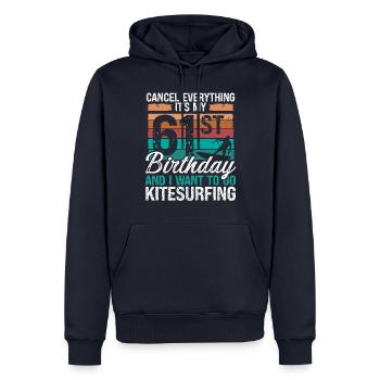 61 Birthday Kiteboarding Kitesurfer 61 Year Old - Männer Premium Bio Hoodie - Navy - Vorne - Nico (187cm)