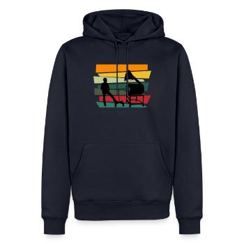 Verre soufflant verre Verre soufflant - Sweat à capuche Premium bio Homme - bleu marine - Devant - Nico (187cm)