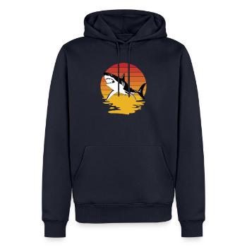 requin, grand requin blanc, requins, mégalodon, requin, requin marteau - Sweat à capuche Premium bio Homme - bleu marine - Devant - Nico (187cm)