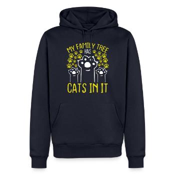 Cat Owner Family Tree has a Cat in it Funny - Männer Premium Bio Hoodie - Navy - Vorne - Nico (187cm)