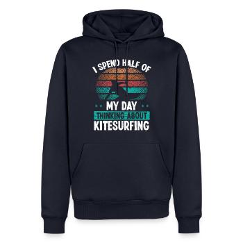 Kitesurf Vintage Penser au Kitesurf - Sweat à capuche Premium bio Homme - bleu marine - Devant - Nico (187cm)