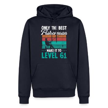 61 Fishing Level 61 Year Old Angler Fisherman - Men’s Premium Organic Hoodie - navy - Front - Nico (187cm)