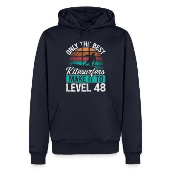 48 Kitesurf Level 48 Year Retro Kiteboarding - Men’s Premium Organic Hoodie - navy - Front - Nico (187cm)