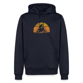 Motocross Dirt Bike Rétro Supercross Vintage MX - Sweat à capuche Premium bio Homme - bleu marine - Devant - Nico (187cm)